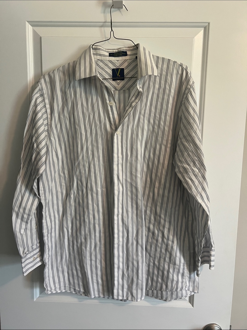 Van Heusen White Shirt with Navy Stripes